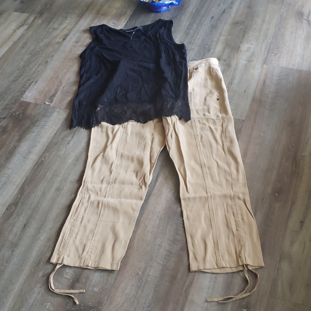 DG2 Diane Gilman Twill Utility Ankle Pant Rutched